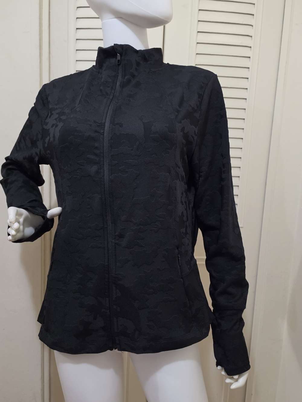 Spyder Black Textured Full-Zip Active Sport Sweater